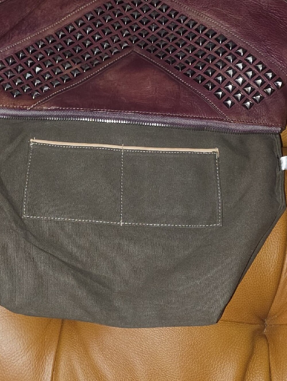 Pol Studded Burgundy Maroon Wine Leather Crossbody Bag - Picture 9 of 15